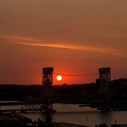 2012-08-29_20-27_10190_WTA_5DM3 The Portage Lake Lift Bridge (officially the Houghton–Hancock Bridge) connects the cities of Hancock and Houghton, in the US state of Michigan, across Portage...