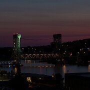 2012-08-29_21-14_10197_WTA_5DM3 The Portage Lake Lift Bridge (officially the Houghton–Hancock Bridge) connects the cities of Hancock and Houghton, in the US state of Michigan, across Portage...